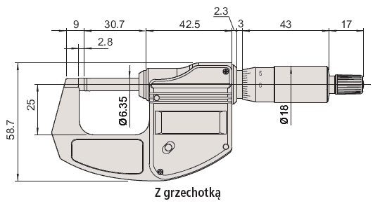 Mikrometr elektroniczny Mitutoyo 293-821 wymiary